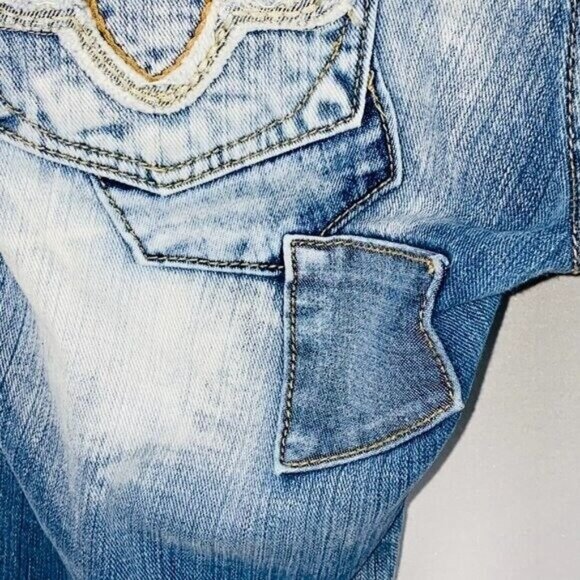 ReRock Express Jeans Womens Artsy Unique Bleached Acid Wash Bootcut 4 - Picture 10 of 12